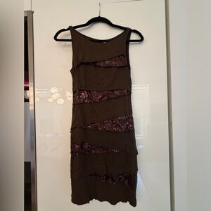 Chic Brown Sequin Midi Dress